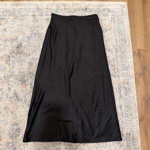 Olivaceous Black Satin Maxi Skirt
